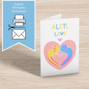 Multiusos * Tarjeta de felicitación fácil de imprimir * Ajolotes divertidos y lindos dibujados a mano * A4 A5 A6 Tamaño carta 5x7