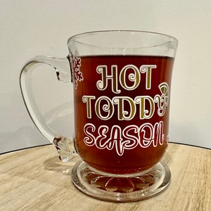 Hot Toddy Season Glass Mug with Handle