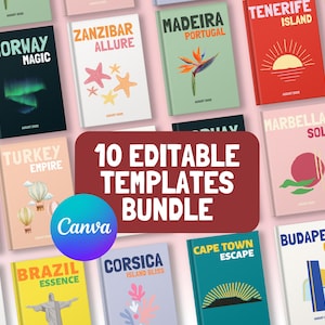 10 Travel Photo Book Templates for Canva | Printable Coffee Table Album | A4 Layout | Instant Download