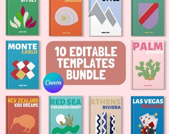 10 Travel Print Photobook Templates | Customizable Coffee Table Book | Canva Template