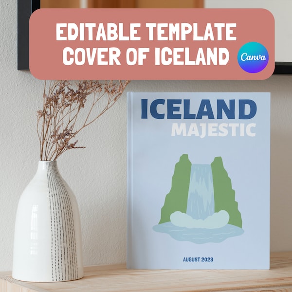 Iceland Travel Photo Album Editable Canva Template | Customizable Coffee Table Book | Decorative Books | Canva Template