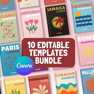 10 Travel Print Photobook Templates | Customizable Coffee Table Book | Canva Template