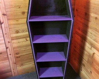 Coffin shaped bookshelf