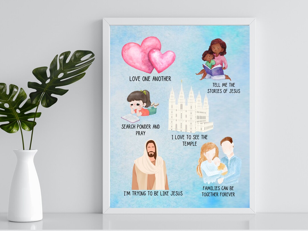 LDS Primary Songs Wall Art Printable Children's Room Decor in 5X7, 8X10 ...