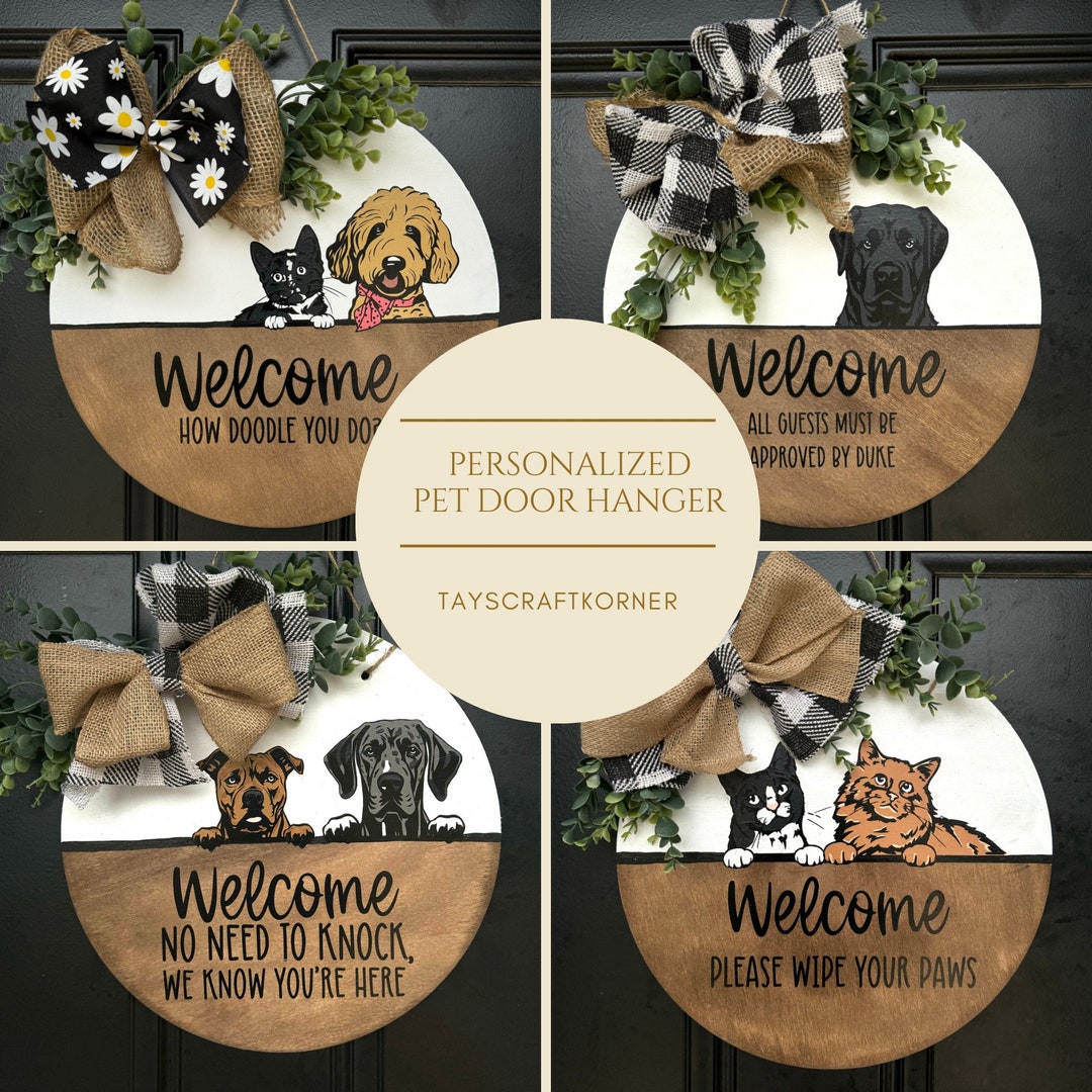 Personalized Pet Door Hanger Custom Dog Gifts Sign Wreath Pet Owner Gift Custom Cat