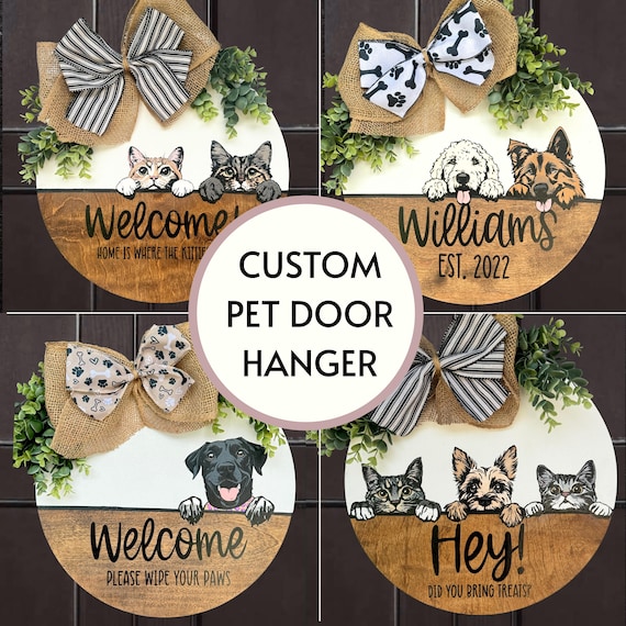 Personalized Pet Door Hanger| Custom Dog Gifts| Welcome Sign| Wreath| Pet Owner Gift| Custom Cat Gifts