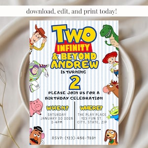 Two infinity and Beyond | Digital Birthday invitation | Kids Birthday invites | E-invite | Digital invite | Card Invite | Boy birthday