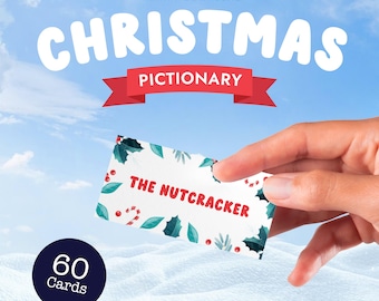 May include: A Christmas Pictionary game with 60 cards. One card is shown with a holly and candy cane design and the text "The Nutcracker".