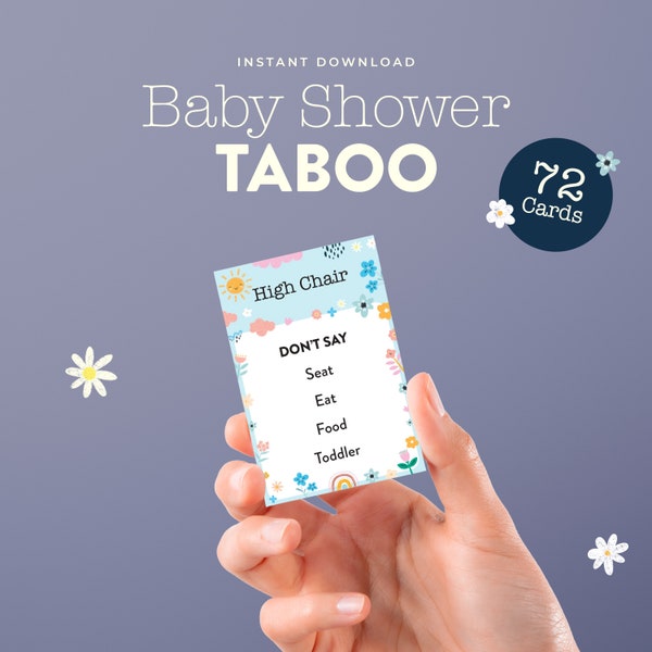 Babyborrel Taboe Spel | Raad mijn woord Spel | Afdrukbare babyshoweractiviteit | Direct downloaden | Feestspelletjes voor babyshowers