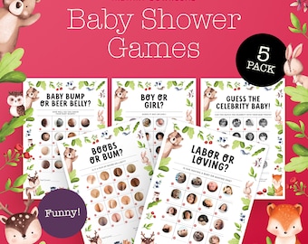 Baby Shower Games and Activities Bundle | Funny Pack | Instant Download | Baby Shower Party Games | Printable Games Pack