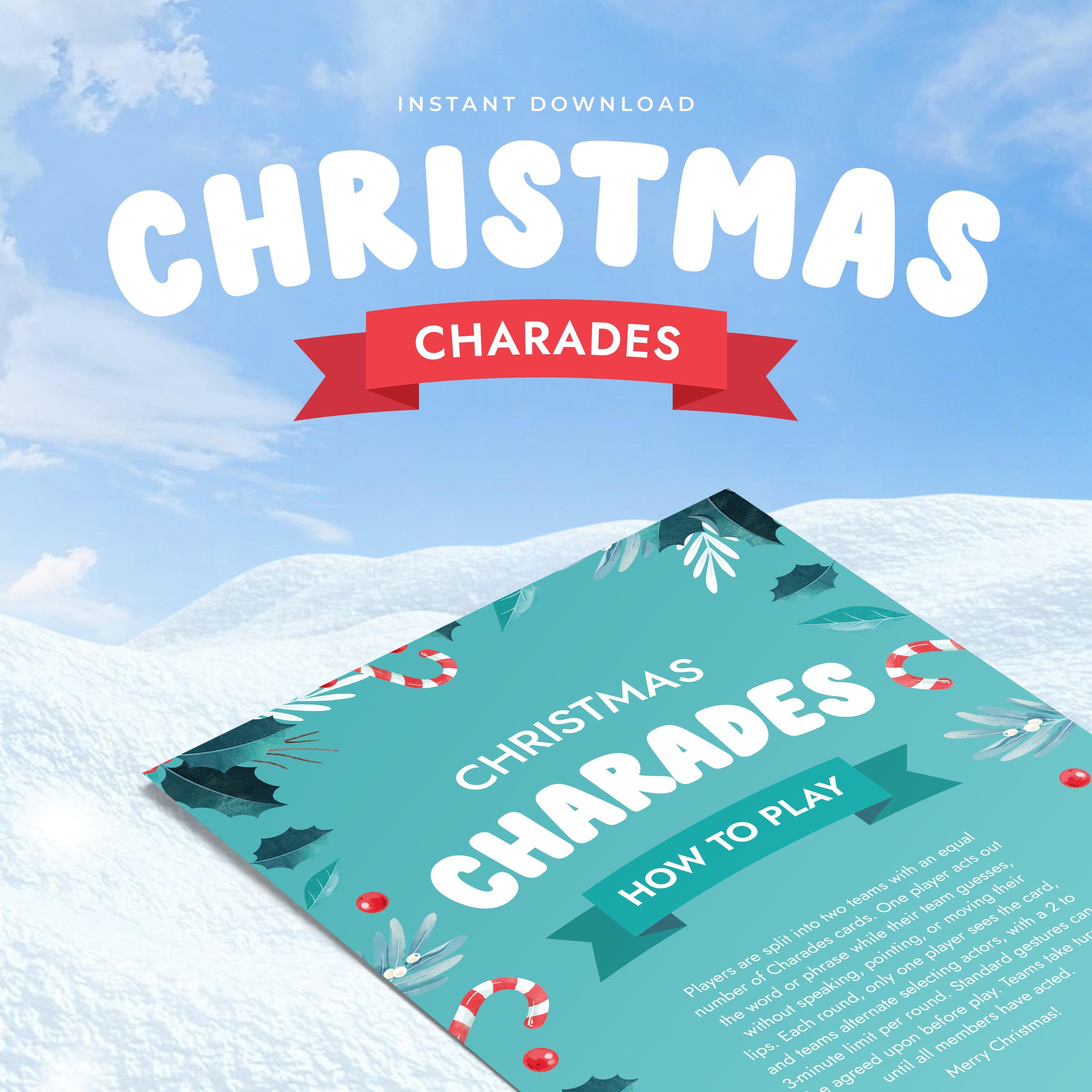Christmas Charades Game - 50 Printable Holiday Cards - Fun Family ...