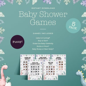 Baby Shower Games and Activities Bundle Funny Pack Instant Download Baby Shower Party Games Printable Games Pack image 5