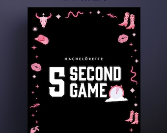 Bachelorette Party Five Second Game | Name Three | Printable Dirty and Rude Hen Do Five second Rule | Adults Only | Bachelorette Party Games