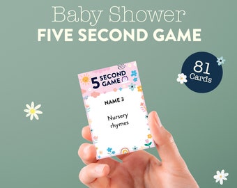 Baby Shower Five Second Game | Name Three Game | Printable Baby Shower Five second Rule | Instant Download | Baby Shower Party Games