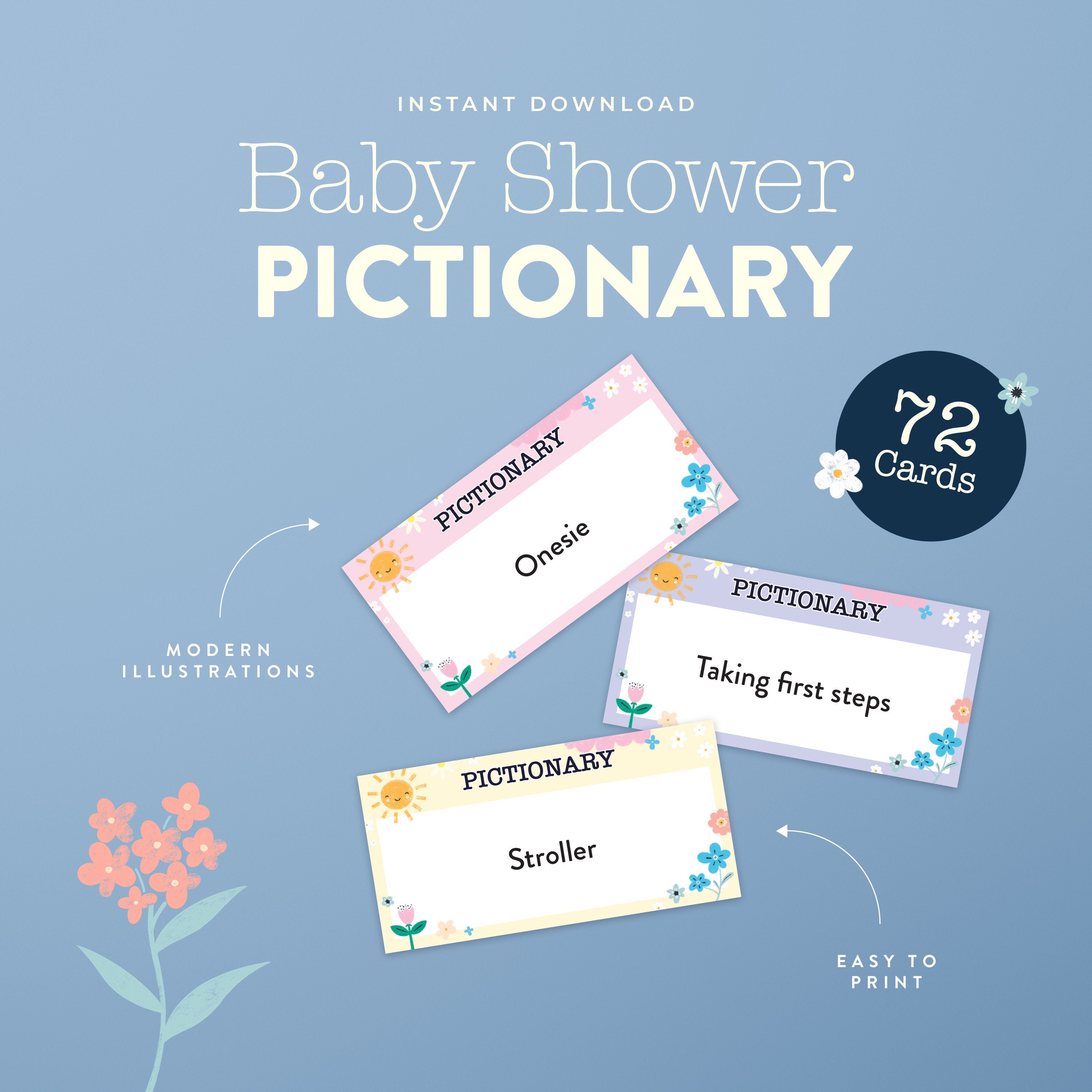Baby Shower Pictionary Game Baby Shower Drawing Game Printable Baby ...
