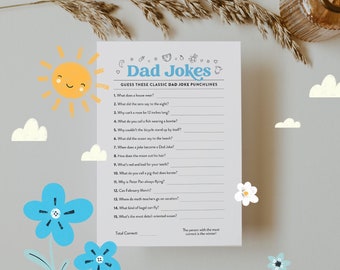 Baby Shower Dad Jokes Game | Modern Funny Baby Shower | Printable Baby Shower Activity | Instant Download | Modern Baby Shower Games