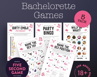 Ultimative Junggesellinnenparty 5er Pack | Bachelorette Bündel | BONUS Dirty Fünf Sekunden Spiel | Rude Hen Do Party Spiele Bundle | Nur für Erwachsene