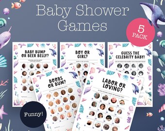 Baby Shower Games and Activities Bundle | Funny Pack | Instant Download | Baby Shower Party Games | Printable Games Pack