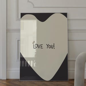 Love You Print, Heart Wall Art, Valentine&#39;s Art, Trendy Wall Art, Love Poster, Retro Wall Deco I Love You Print, Love You Art Print