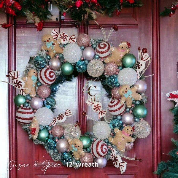 Sugar & Spice | Flocked Evergreen | 18" Christmas Wreath