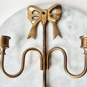 Vintage Brass Bow & Tassel Wall Sconce 1980s