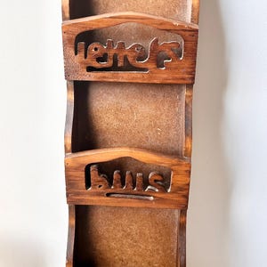 Vintage Wood Mail Organizer Letter Holder