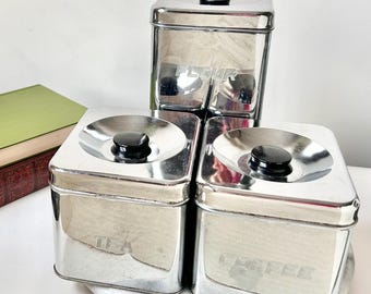 金属製ティーキャニスター　ヴィンテージ ヴィンテージ アルミ ティーキャニスター 60年代 グレーとピンクの金属