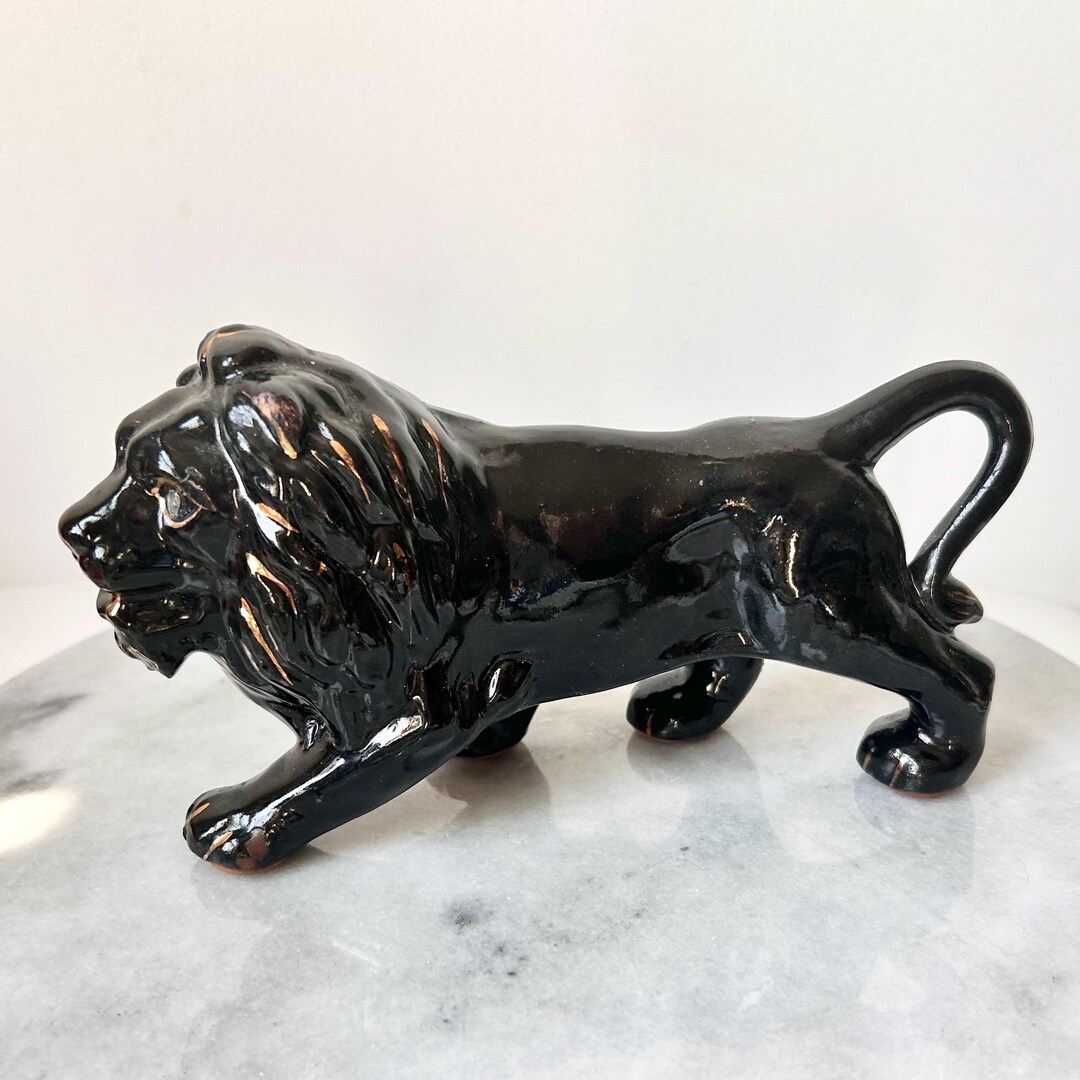 Redware Vintage 1950s Lion Figurine - Etsy