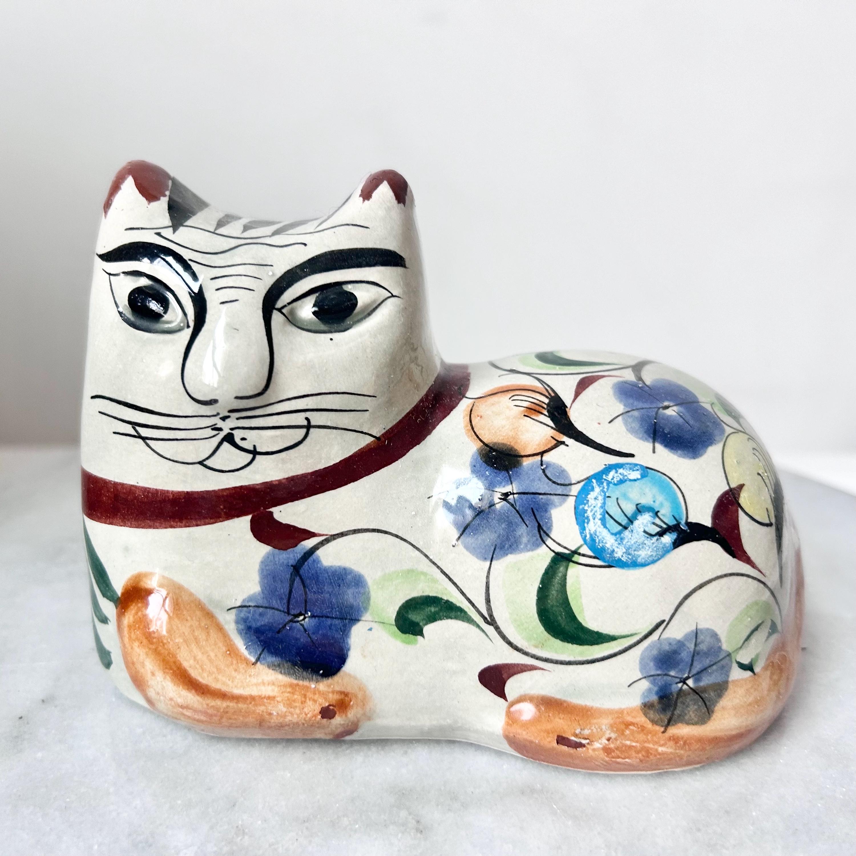 メキシコ トナラ陶器 ナワル猫 手書き 1960年代ビンテージ 3体 メキシコ トナラ陶器 ナワル猫 手書き 1960年代ビンテージ 3体