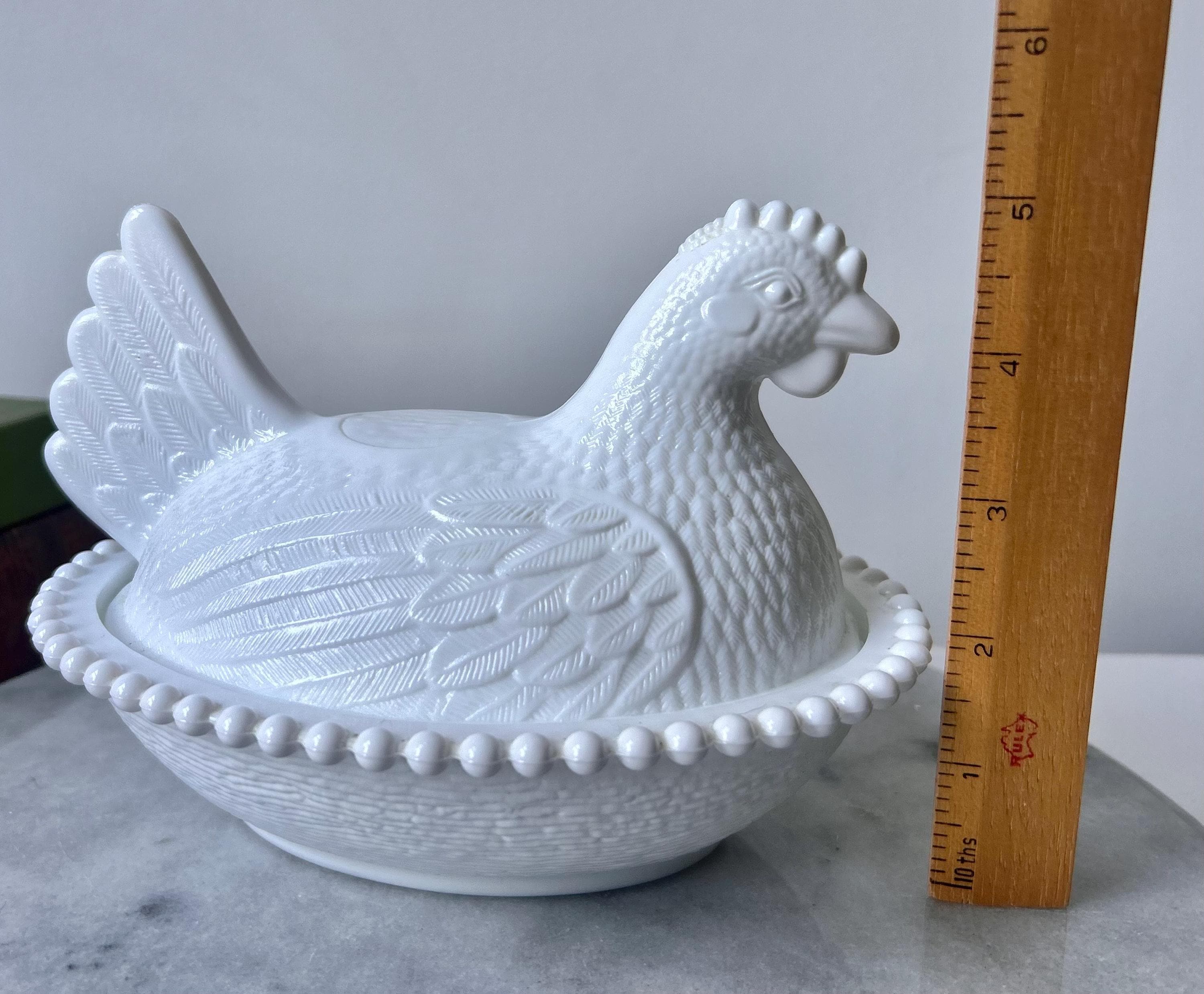 Milk Glass Hen on Nest as Is - Etsy