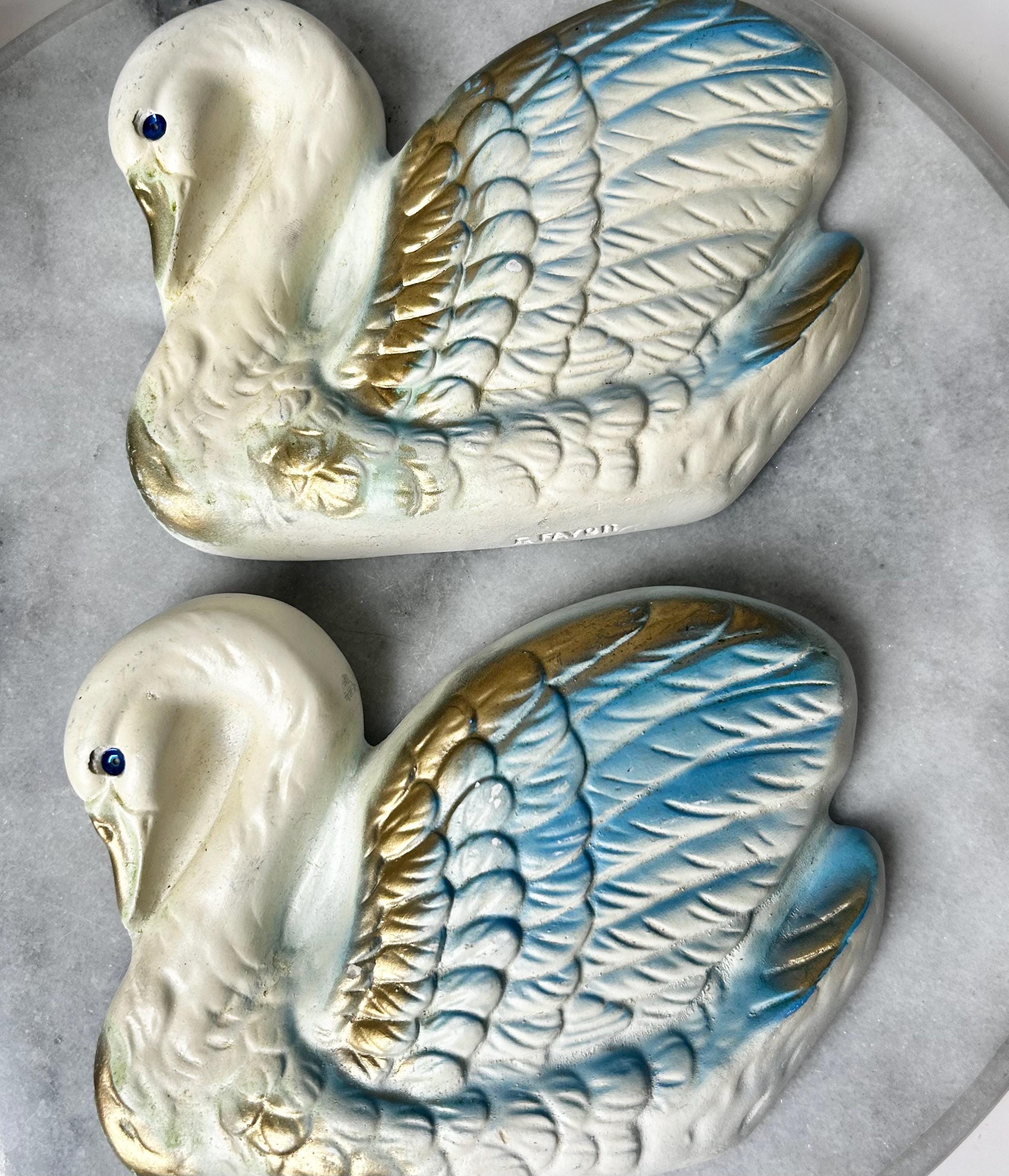 Swans Pair Chalkware Wall Hangings - Etsy