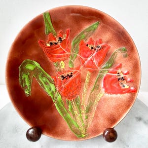 Emaille auf Kupfer handgemalte Kunstschale