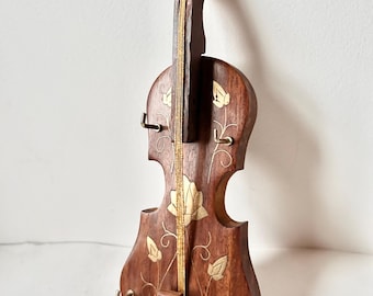 Wood Fiddle Brass Inlay Key Hook Violin Cello