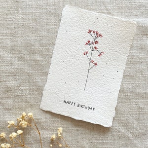 Karte Happy Birthday | Einpflanzbare Karte | Karte Geburtstag | Samenpapier | Handgeschöpftes Papier | Nachhaltiges Geschenk | Blumenpapier