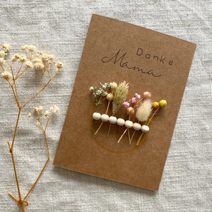 Karte zum Muttertag | Danke Mama | Trockenblumen Karte | Beste Mama der Welt | Geschenk für Mama | Danke Karte | Für Mama | Muttertagskarte
