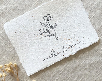 Karte Geburtstag | Einpflanzbare Karte | Zum Geburtstag Alles Liebe | Handgeschöpftes Papier | Samenpapier | Blumensamen | Karte Blumen