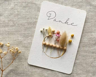 Dankeskarte | Postkarte Danke | Dankeschön Karte | Trockenblumen Karte | Danke Karte | Grußkarte Danke | Danke Mama | Danke von Herzen|Danke