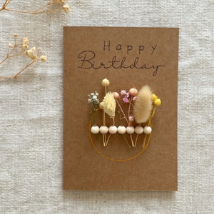 Karte Geburtstag | Karte Happy Birthday | Trockenblumenkarte | Trockenblumenkranz | Karte Blumen | Geburtstagskarte | Glückwunschkarte