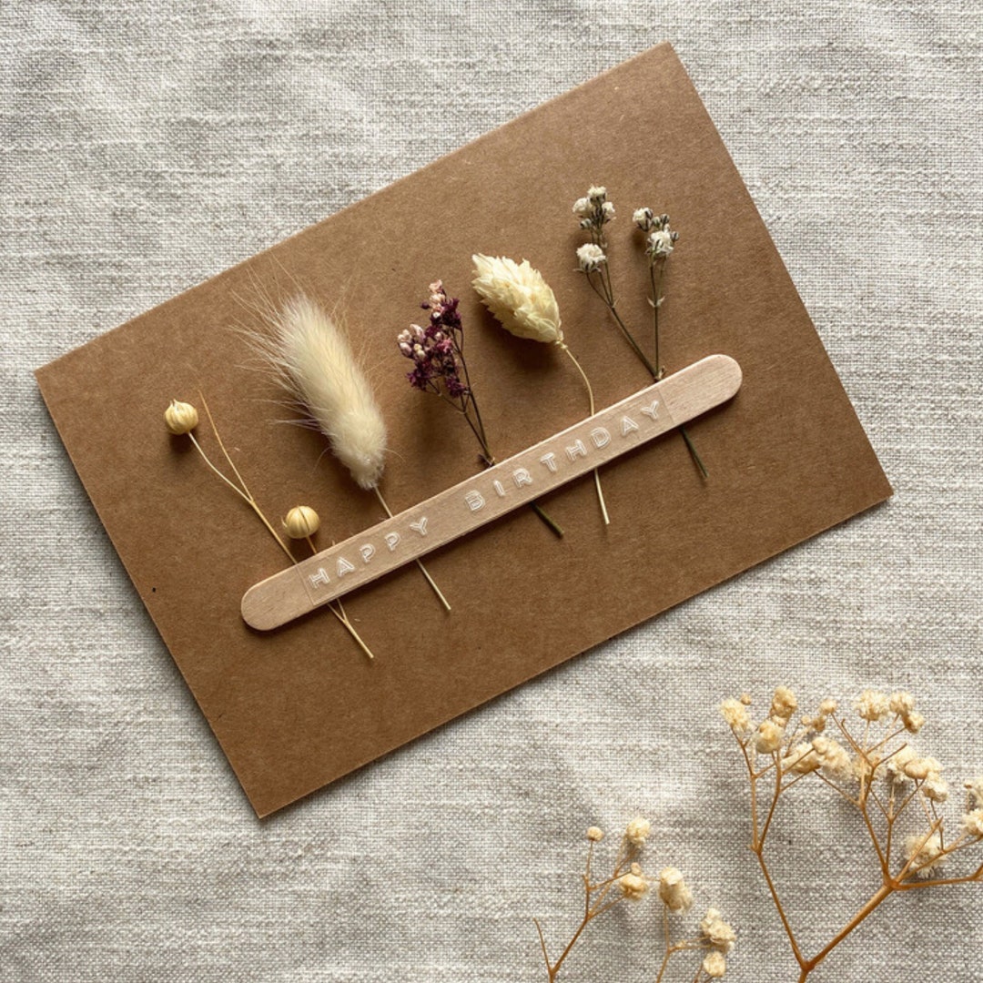 Geburtstagsgeschenk Set Mit Karte, Makramee & Trockenblumen - Handgemachtes Geschenk Für Frauen