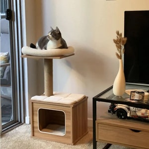30" Luxury Cat Tree With Condo, Cat Climbing Tree, Modern Cat Tree, Cat Tower, Luxury Cat House, Cat Lover Gift, Cat Furniture, Cat Gifts