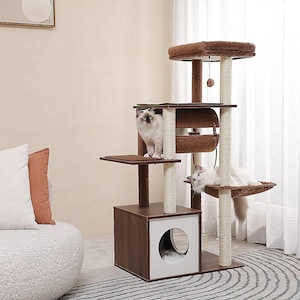 6 Tier 51.4 Inch Modern Cat Tree, Cat Climbing Tree, Modern Cat Tree, Cat Tower, Cat House, Cat Lover Gift, Furniture For Cats, Cat Gifts