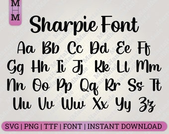 Sharpie Font, Sharpie Pen Font, Handwritten font, calligraphy font, Stylish font, font for cricut, cake toppers, Birthday font, TTF,OTF,SVG