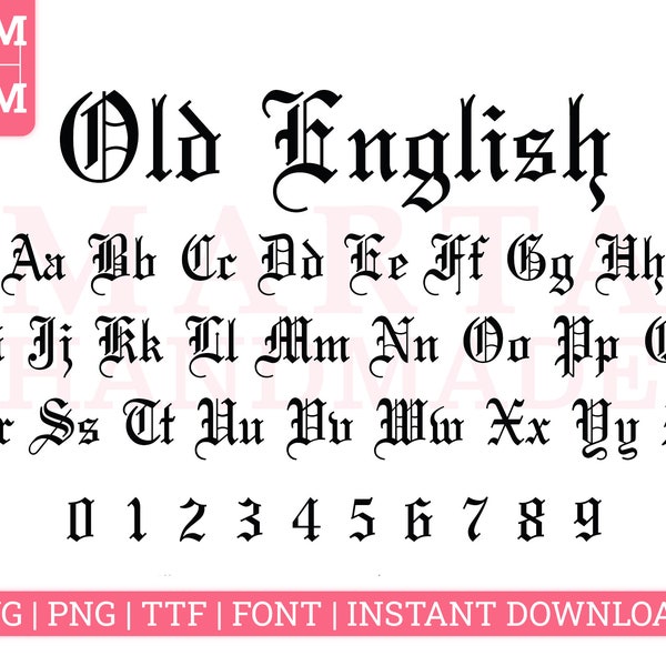 Old English font, Old English font svg, Latin font, Roman font, Clipart, Files for cricut, Old English Font, Font for cricut,TTF,OTF,svg,png