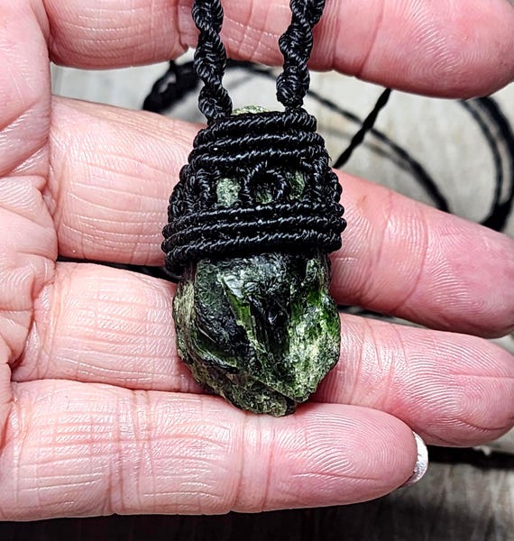 TheHeartOfGaia ~ Chrome Diopside - Macrame Adjustable Necklace.