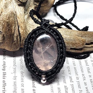 UniversalLove ~ Rose Quartz ~ Micro Macrame Necklace