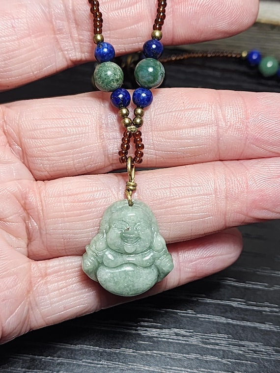 Jade Happy Buddha Beaded Necklace