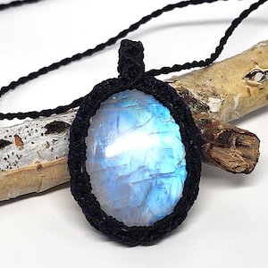 AttractLove ~ Rainbow Moonstone Micro-Macrame Necklace