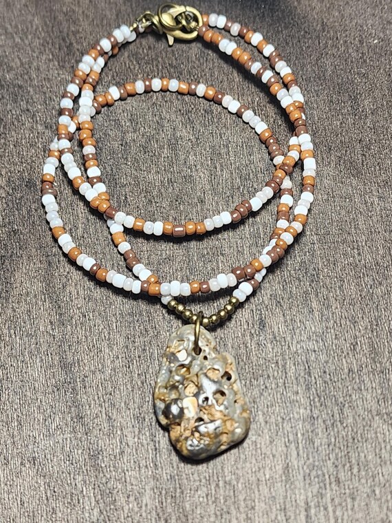 Shell Hagstone ~ East Coast Florida ~ Beaded Necklace