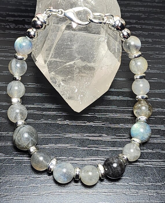 Grade AA+ Rainbow Labradorite ~ Lobster Clasp Bracelet