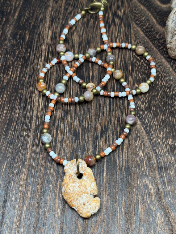 Shell Hagstone ~ East Coast Florida ~ Beaded Necklace